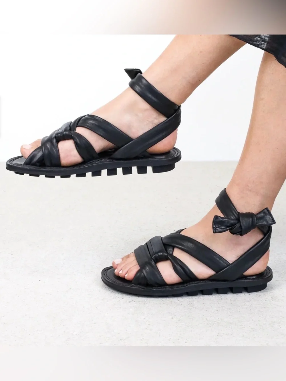 TRIPPEN | Gossamer Lust Black Leather Sandals Size: 40